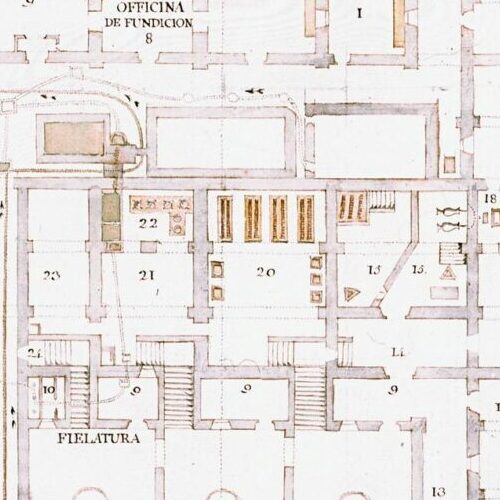 Plano, prospecto y corte de la Real Cassa se Moneda de Postossí, finalizada por el Superintendente Interino Don Pedro de tagle, Oydor de Charcas, el año 1772...