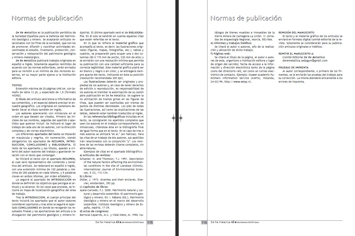Descargas PDF - Normas de publicación - De Re Metallica Nº43