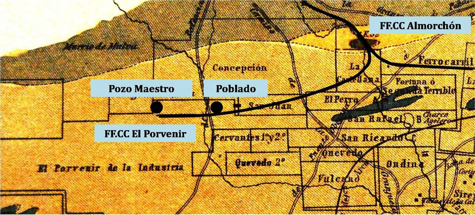 Figura 3. Ramal ferroviario de El Porvenir 1899 (Mallada, L., 1899).