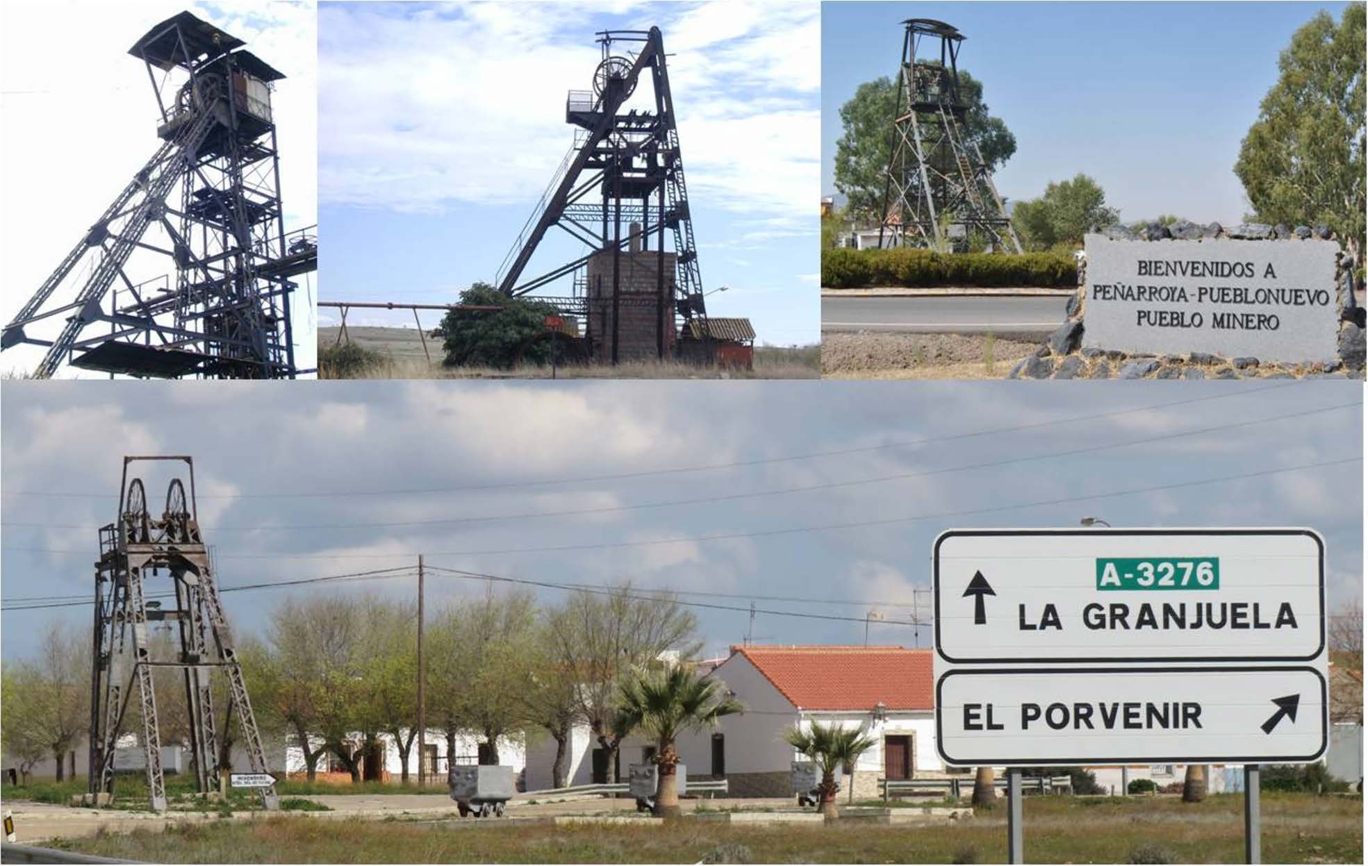 Figura 11. Castilletes de los pozos San José, Cervantes 1, 3 bis y 2.