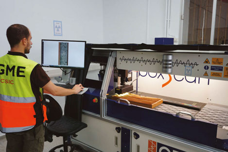 Figura 4. Trabajos de análisis de testigos mediante Plataforma Multisensorial Box Scan. Figure 4. Analysis of boreholes using the Box Scan Multisensory Platform.